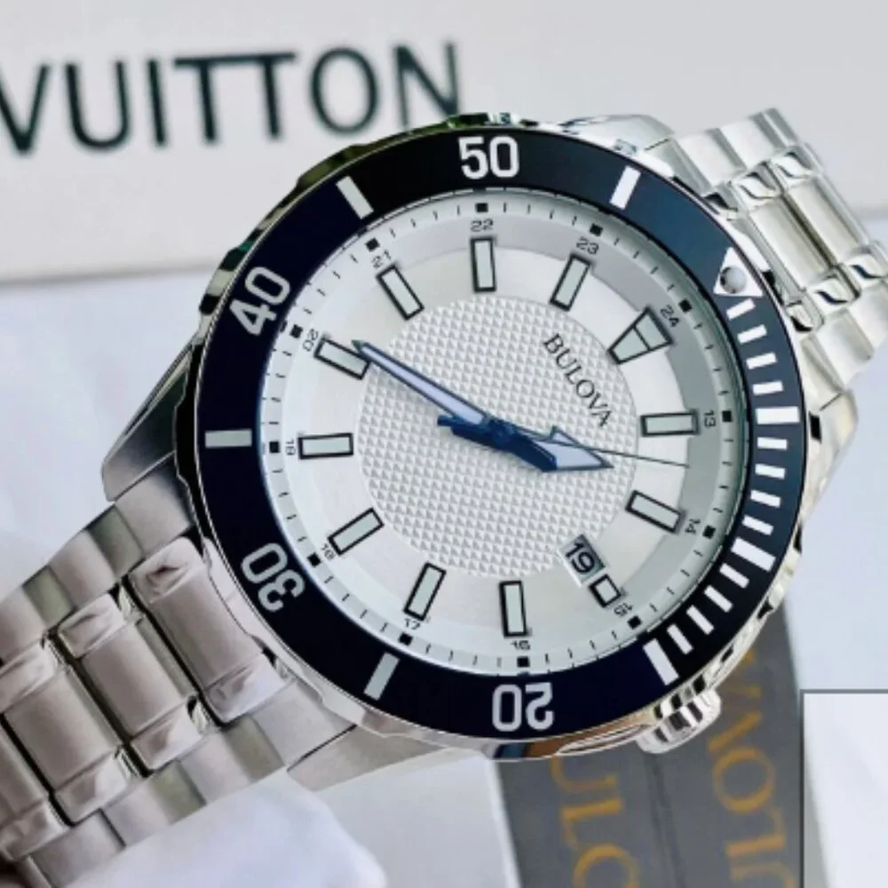 Men's Bulova Blue 44mm Watch Steel WOW!